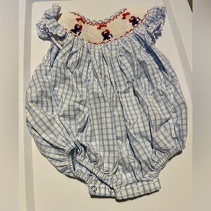 Blue and White Checkered Kids Romper
